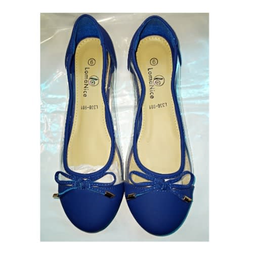 String Bow Transparent Women Flat Shoe - Blue